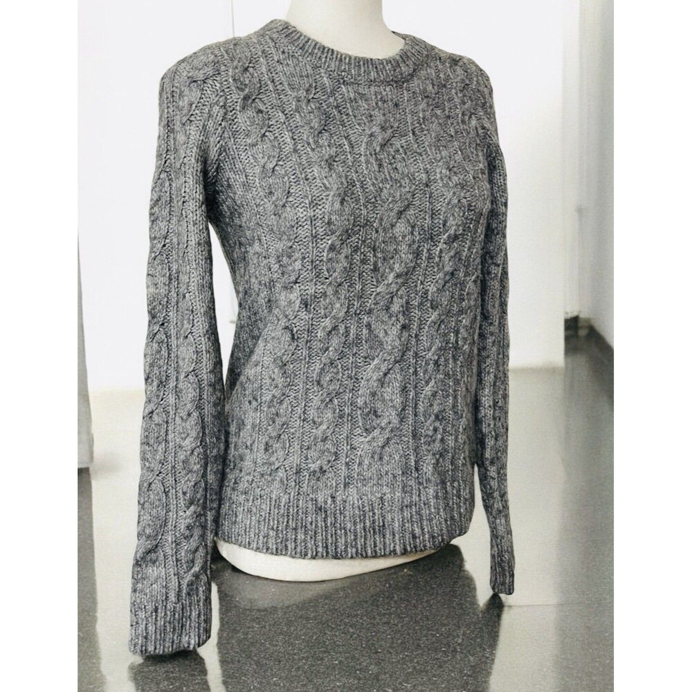 Vintage 90’s Abercrombie & Fitch Alpaca Wool Blend Cable Knit Sweater Grey Sz L